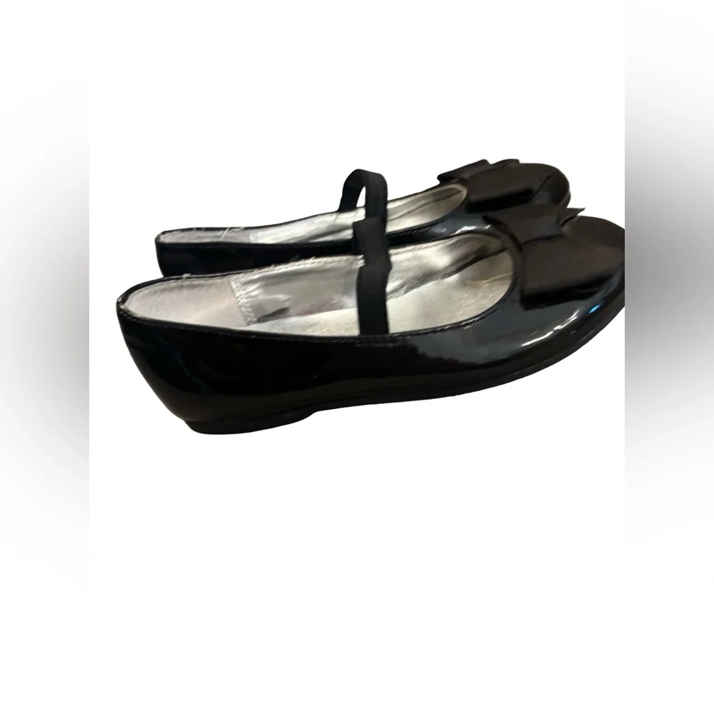 Nina Black Patent Preppy Classy Mary Jane Flats with Bow Accent Size 10
